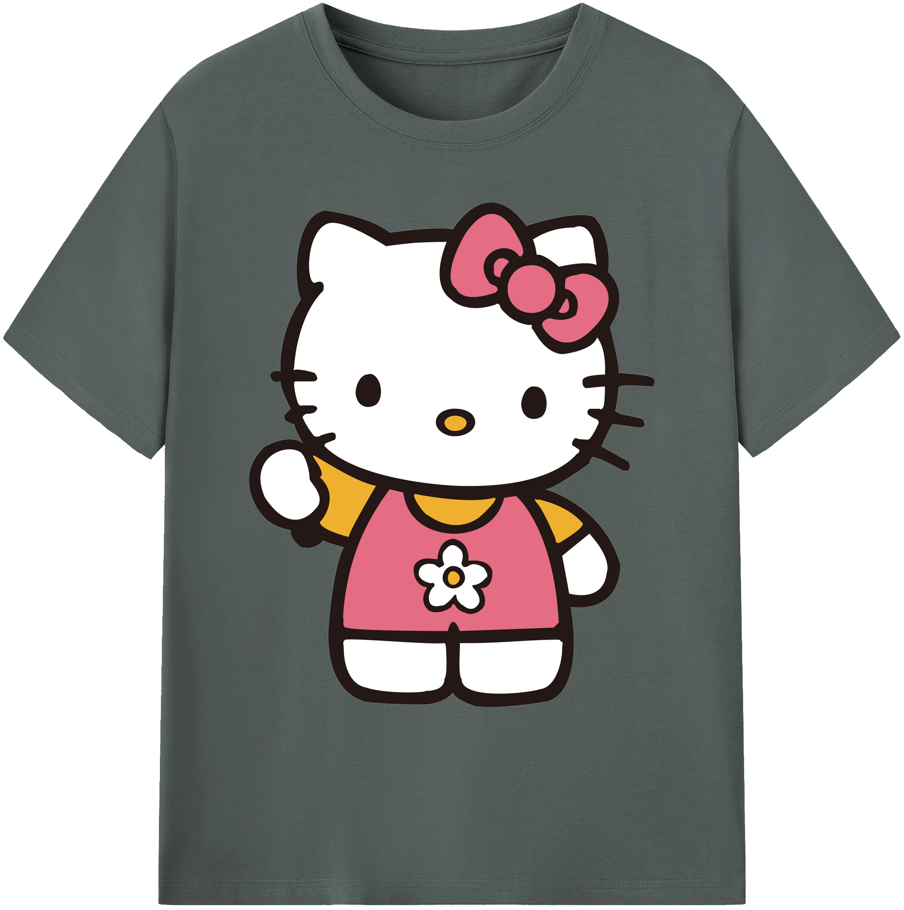 （画像用） Hello Kitty ハローキティ 綿100％ メンズ半袖Tシャツ｜肌触りやわらか＆通気性